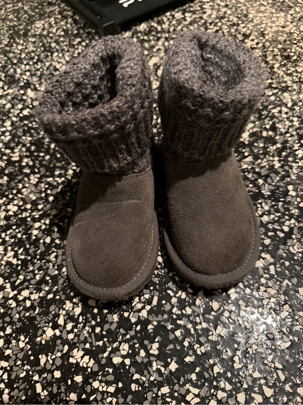 UGG Kids Knit Cuff Suede Boot in Gray